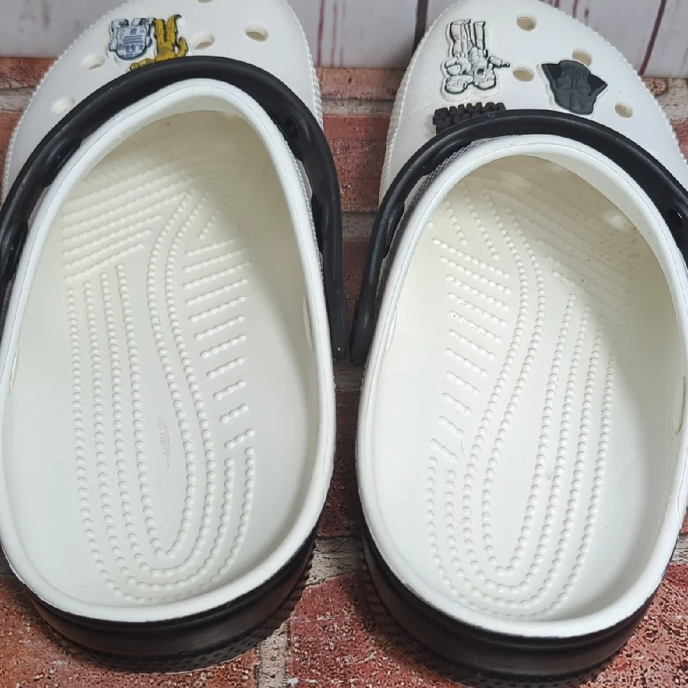 Disney Parks Star Wars Crocs Clogs 2024 Black White Men's 7 Women's 9 HTF Charms